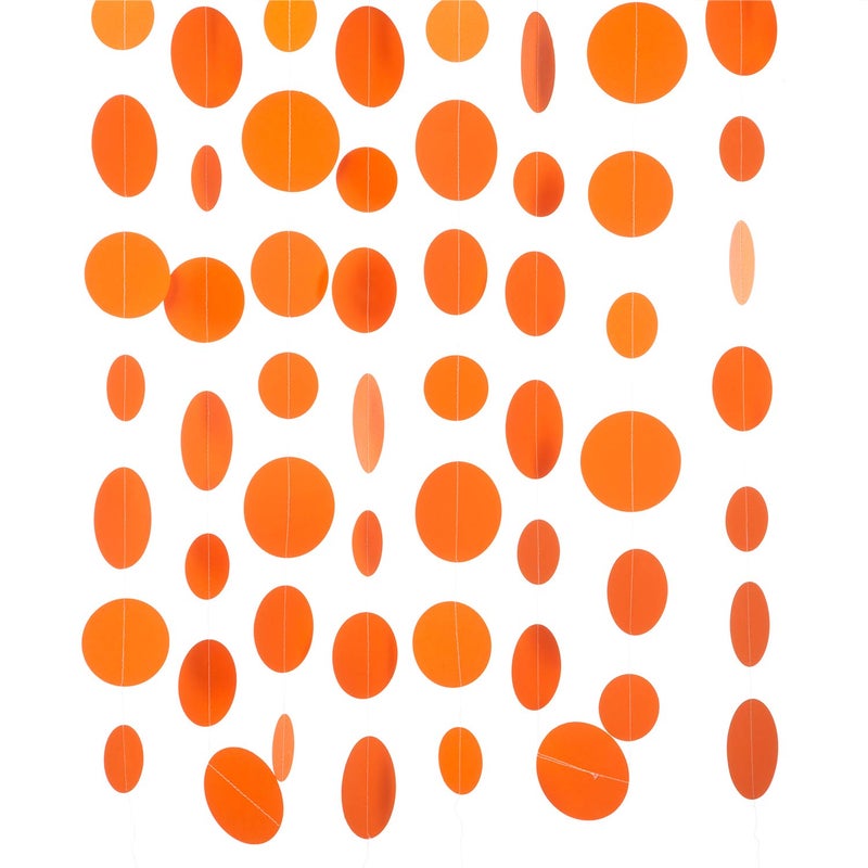 Weven Orange Paper Garland Circle Dot Party Banner Streamer Backdrop Hanging Decorations, 20 Feet in Total - Image 1